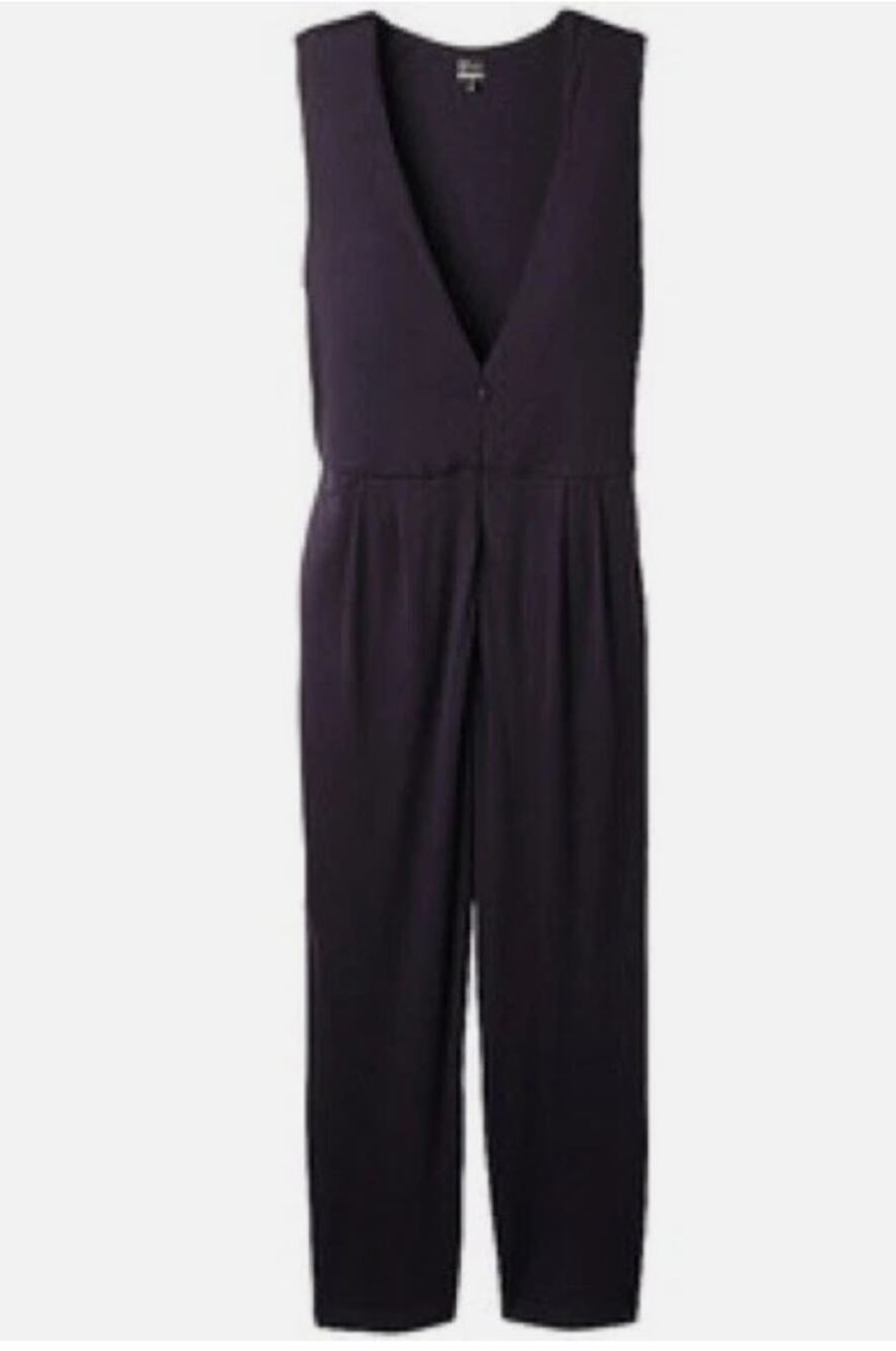 Leur Logette Navy Cropped Jumpsuit Size Small